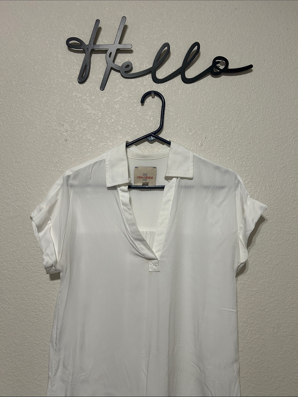 Caslon White Short-Sleeve V-Neck Collared Tunic